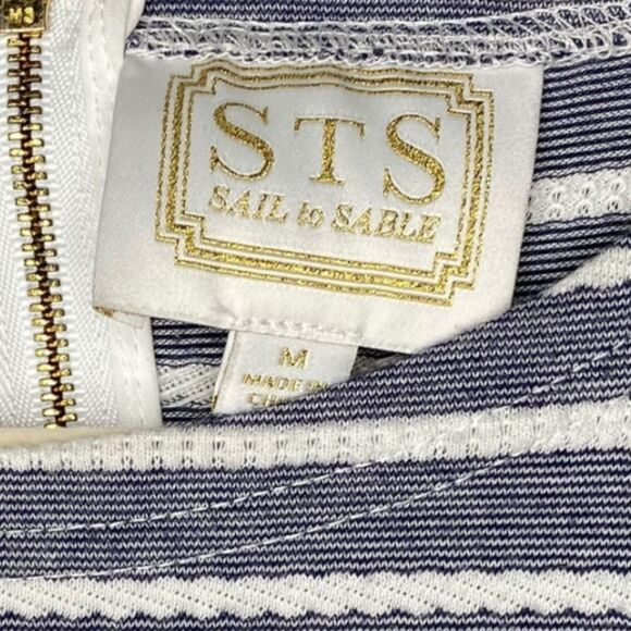 Sail to Sable Nautical Blue and White Stripped Mini Dress M - Picture 5 of 5